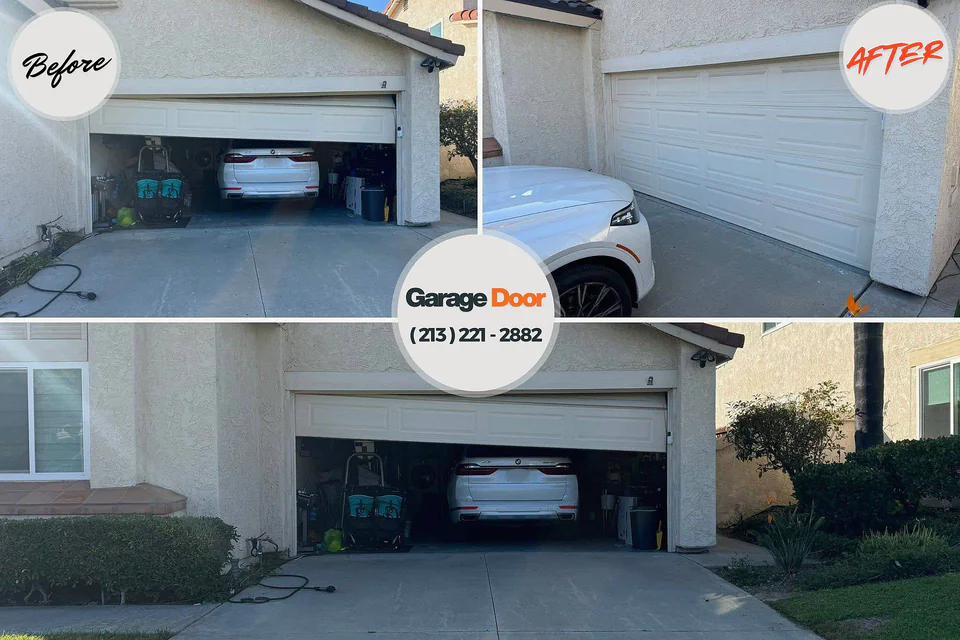 Before and after: garage door repair Tokeneke, CT